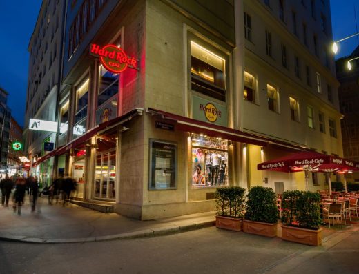 Hard Rock Cafe Vienna Außenansicht Nachts